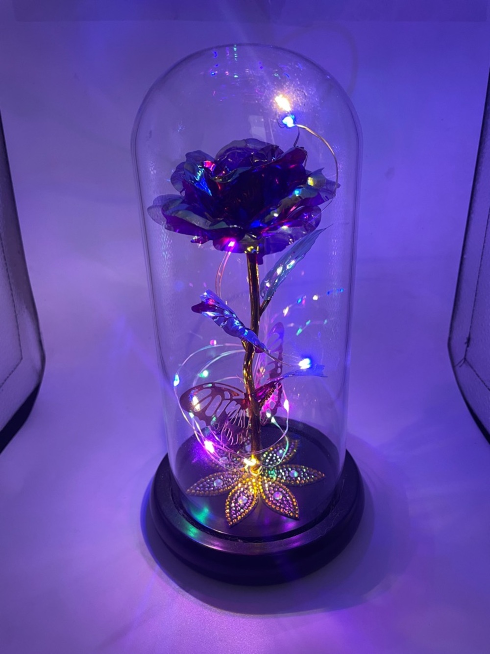 Amazon LED Iridescent Purple Blue Green Rose Dome - Picture 2 of 3